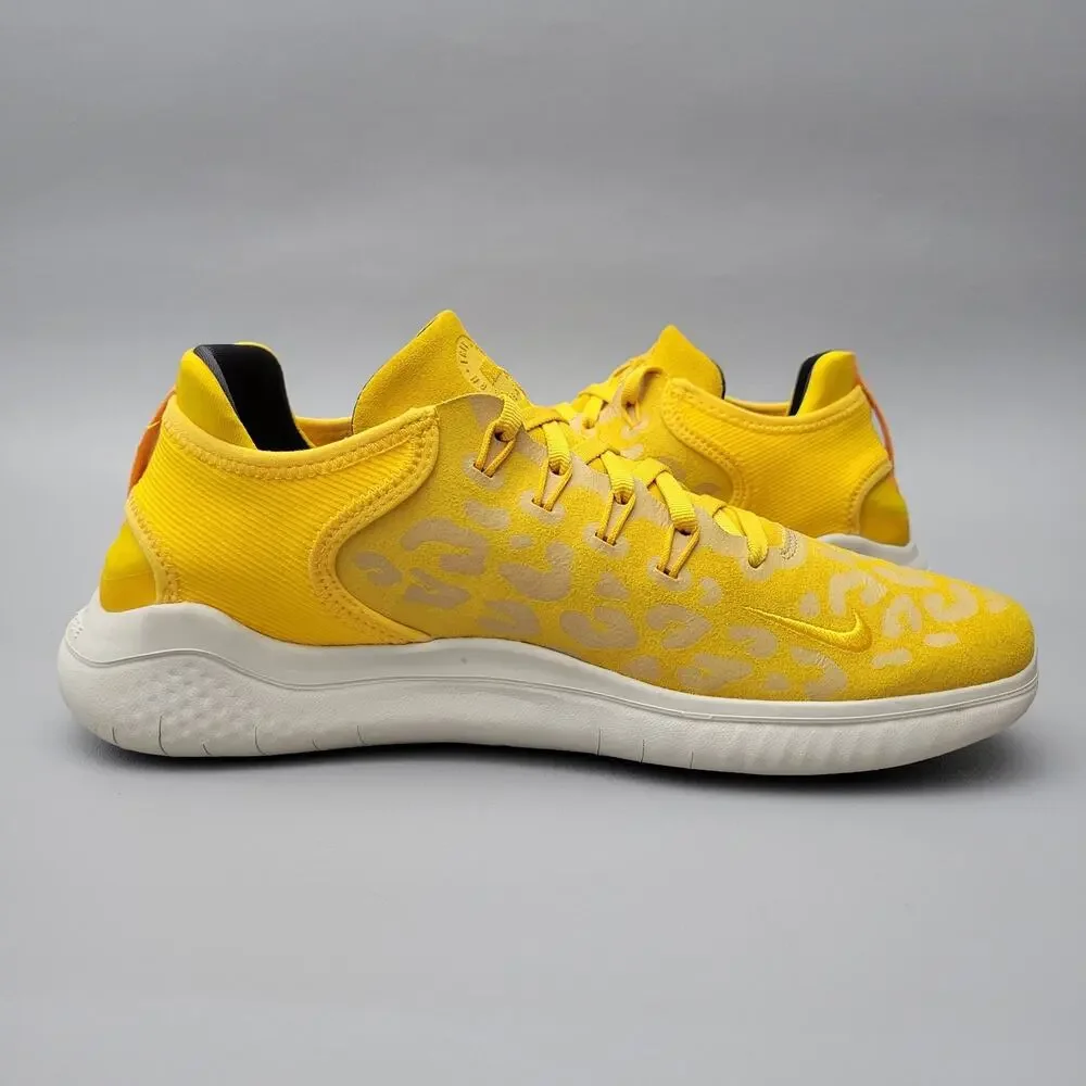 Nike Free RN 2018 Cheetah Print Yellow Low Top Lace-Up Sneakers Size 9.5